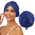 HFRHTGY Adjustable Silk Satin Hair Bonnet for Sleeping – Navy Blue, 32