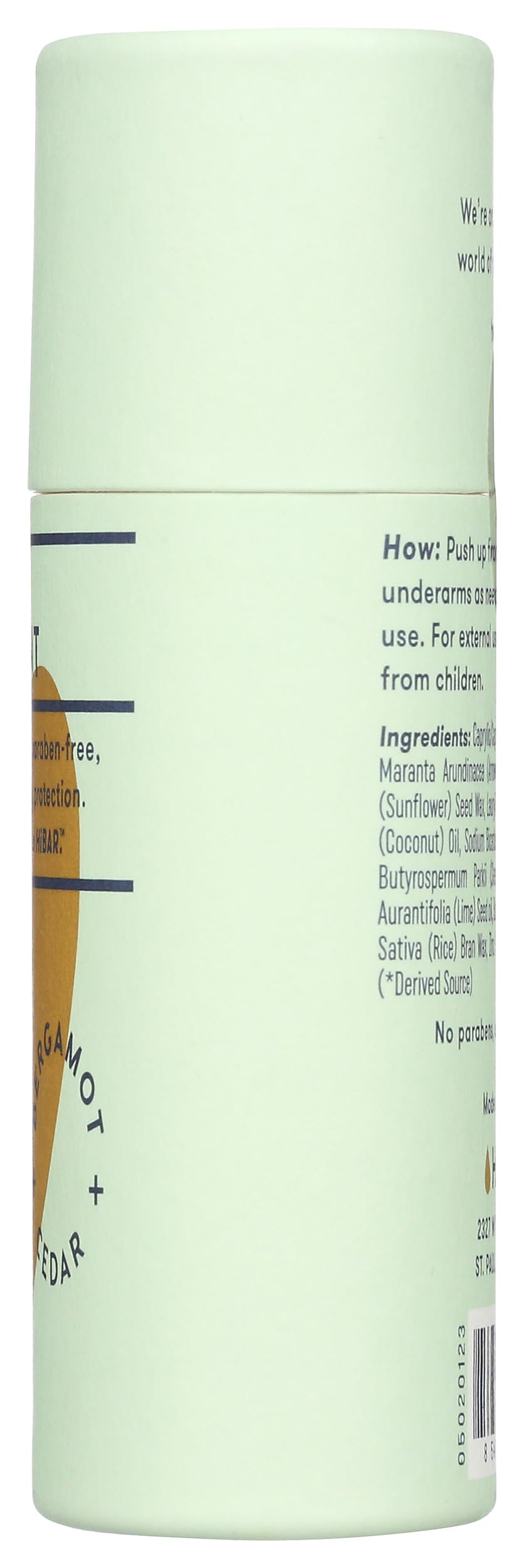 HiBAR Bergamot & Cedar Plastic Free Deodorant – All-Day Protection, Vegan & Aluminum-Free