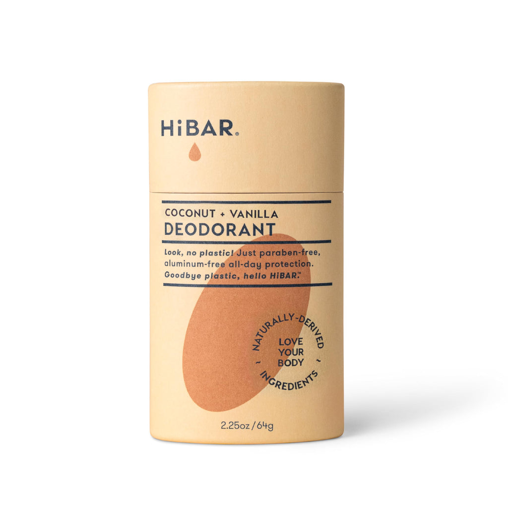 HiBAR Coconut & Vanilla Plastic Free Deodorant – Natural, Aluminum-Free Protection | 1 Pack