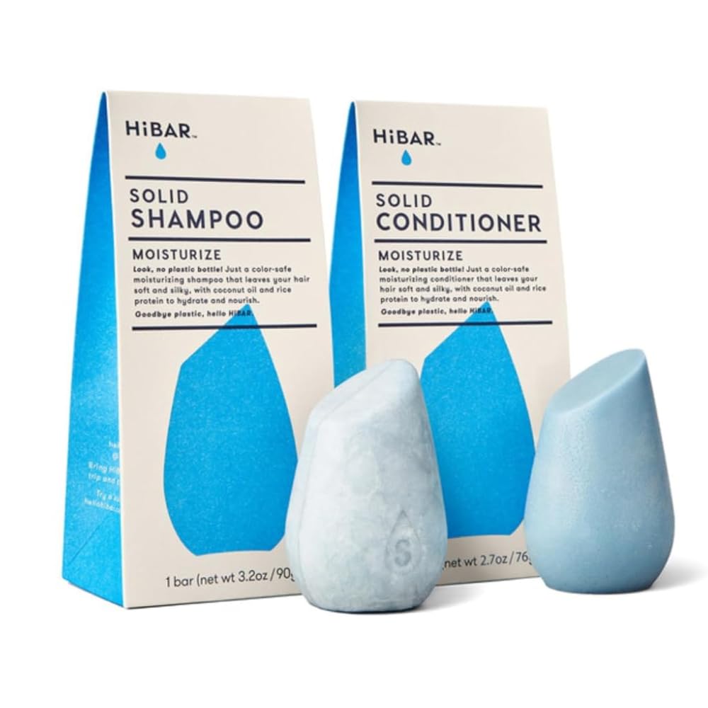 HiBAR Moisturize Shampoo & Conditioner Set — Hydration for Dry Hair (Plastic-Free, Vegan)