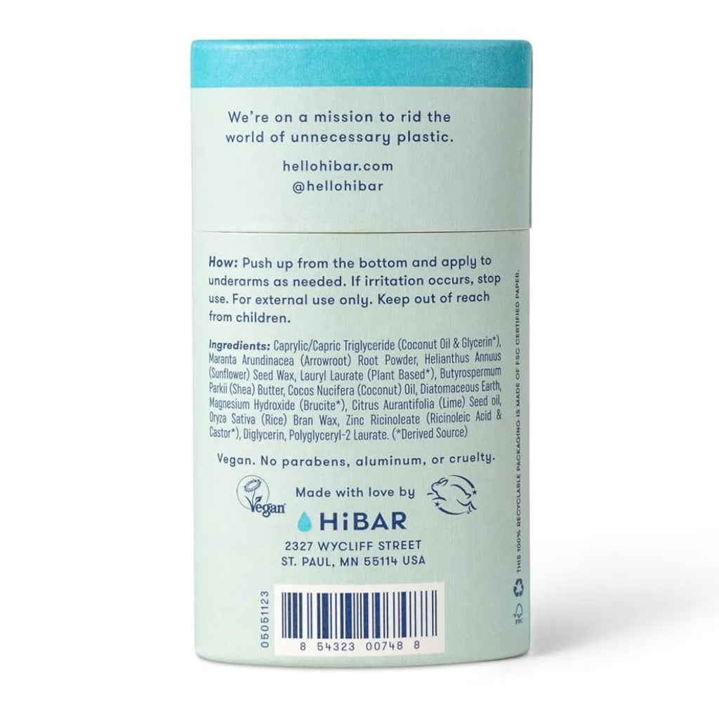 HIBAR HiBAR Sensitive Deodorant with Sea Moss & Aloe — Aluminum-Free, Baking Soda-Free, Gentle on Sensitive Skin
