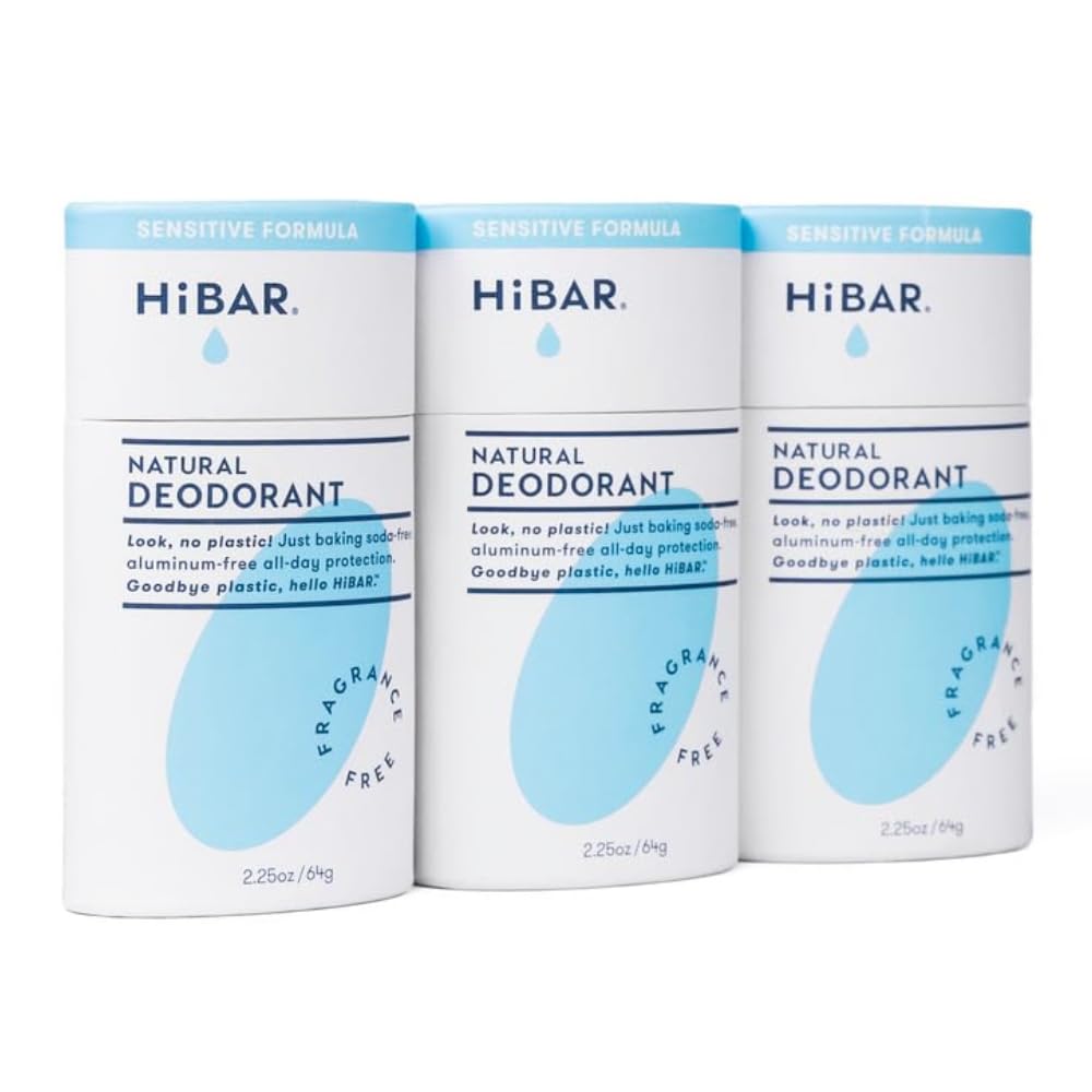 HIBAR Sensitive Deodorant 3-Pack – Unscented, Aluminum-Free & Baking Soda-Free