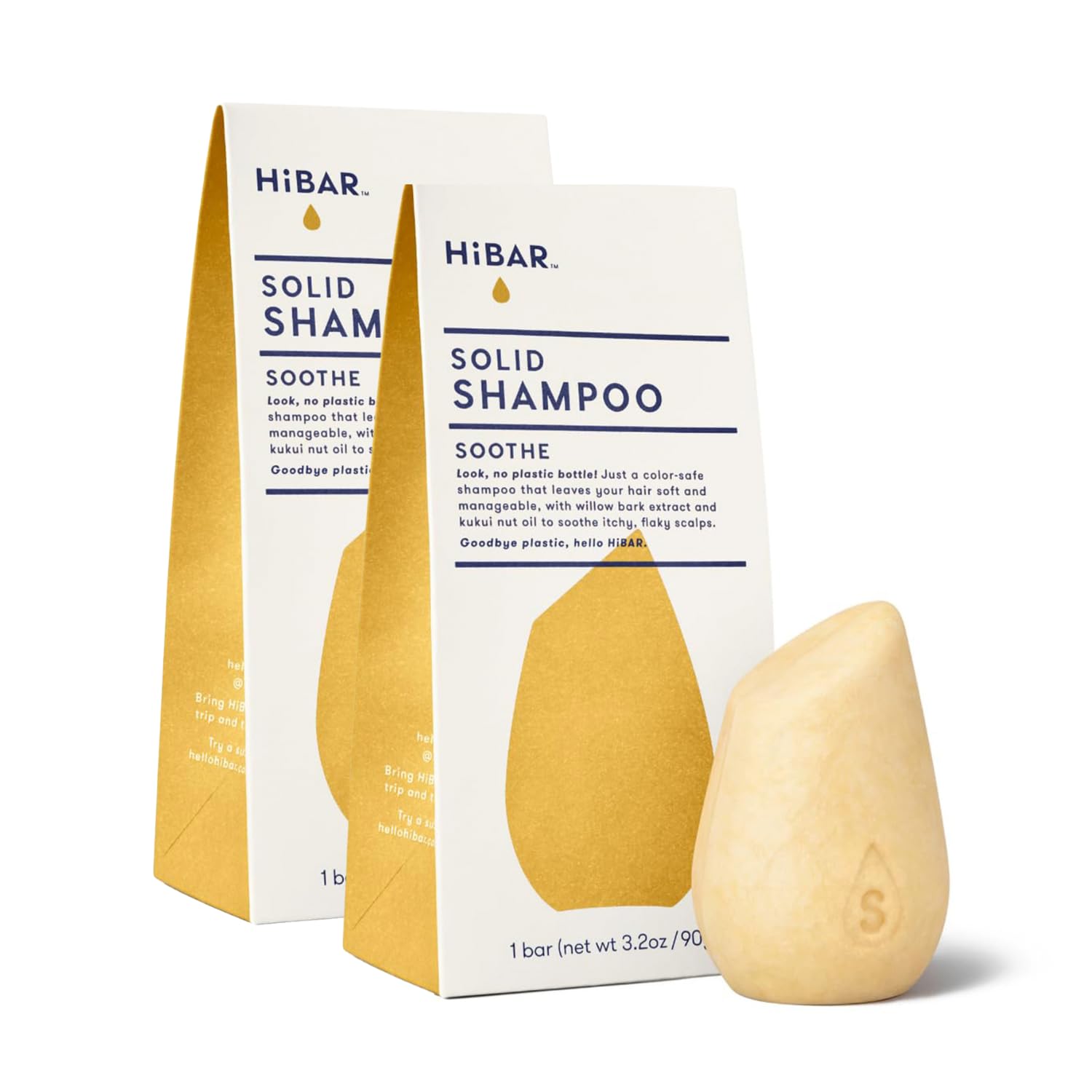 HIBAR Soothe Shampoo Bar – Dry Scalp Relief with Willow Bark & Salicylic Acid – Plastic-Free, 2 Pack