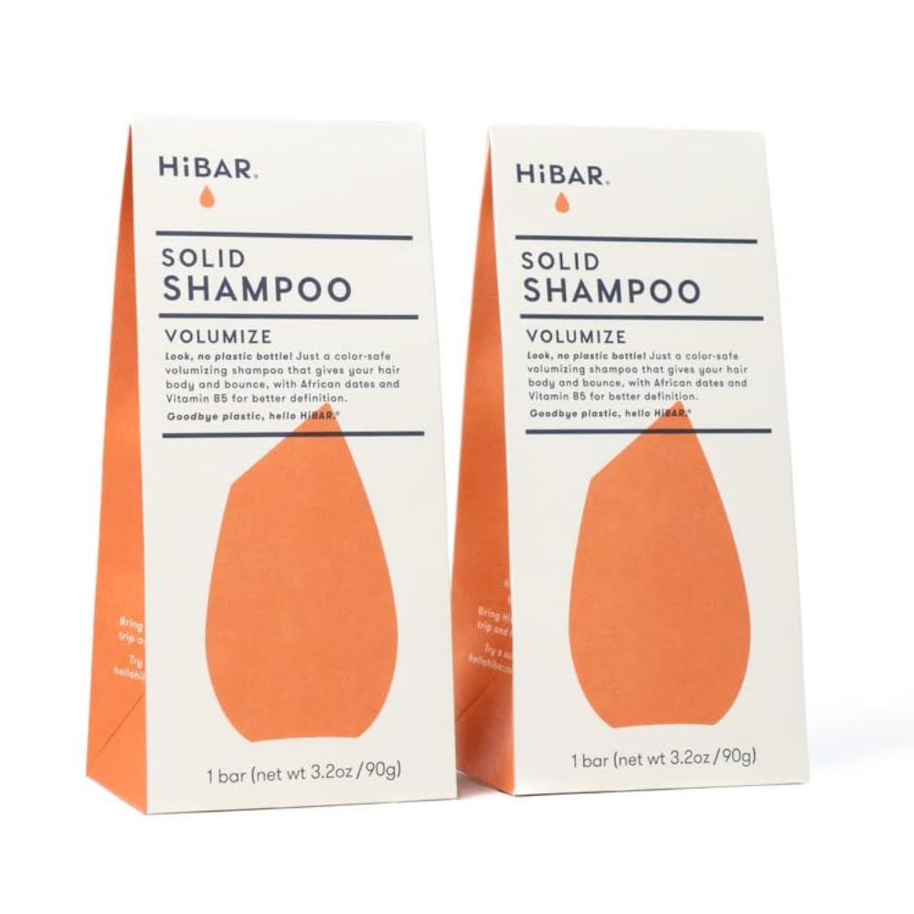 HIBAR Volumize Shampoo Bar 2-Pack for Fine Hair | Rice Water, 100% Vegan