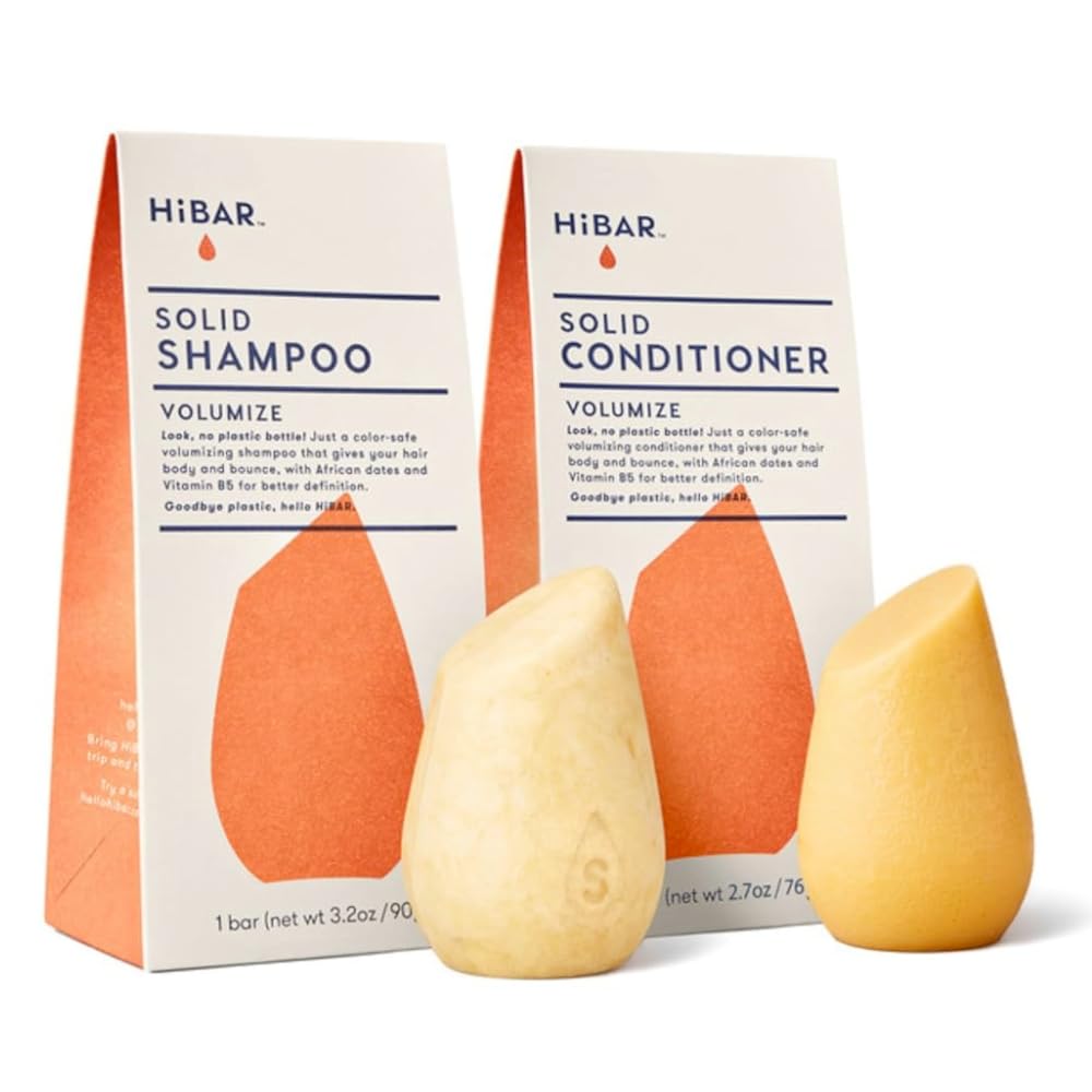 HiBAR Volumize Shampoo & Conditioner Set – Adds Body for Fine Hair | Plastic-Free & Vegan