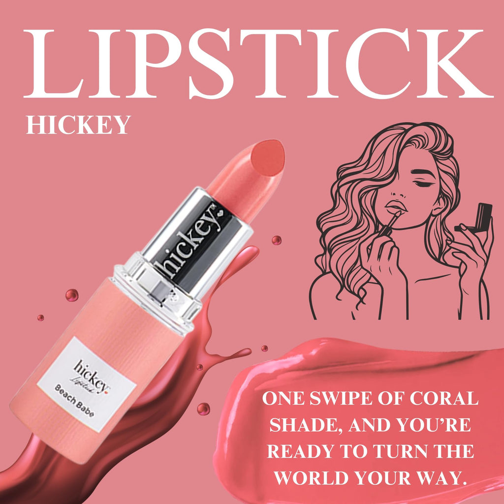 Hickey Lipstick Refill Beach Babe Coral – Hydrating, Long-Lasting, Vegan & Gluten-Free