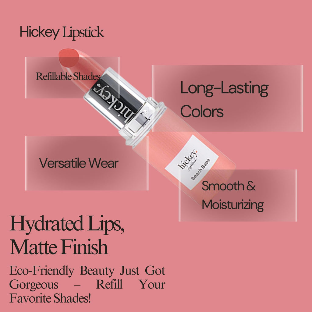 Hickey Lipstick Refill Beach Babe Coral – Hydrating, Long-Lasting, Vegan & Gluten-Free