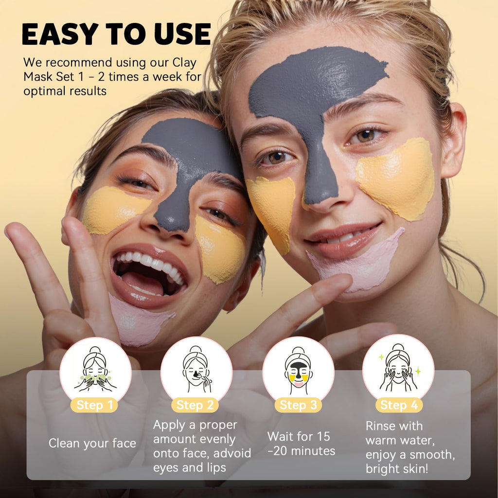 Hicream 9-Pack Clay Mask Set – Turmeric, Rose & Dead Sea Minerals – Travel-Friendly Skincare Gift