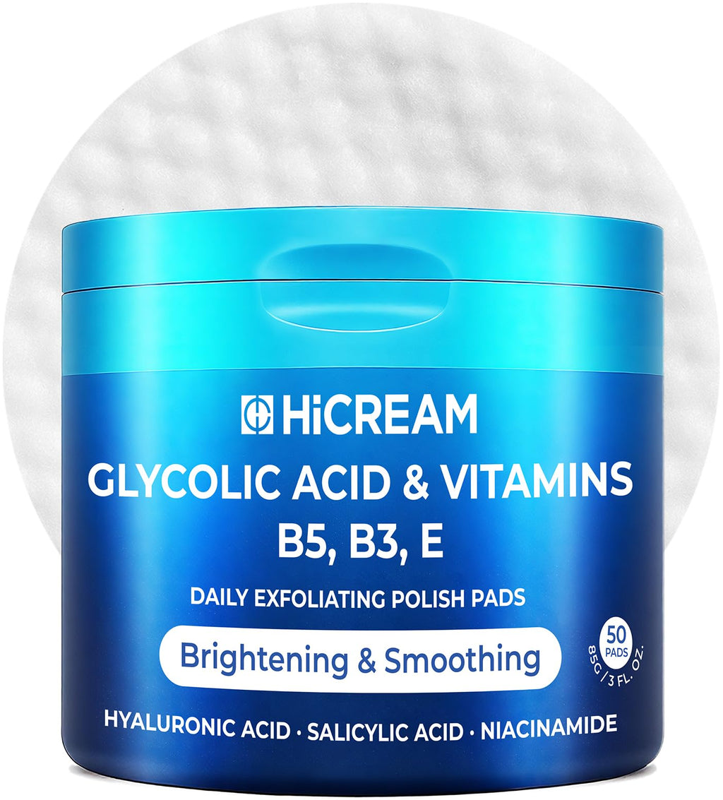 Hicream Glycolic Acid Exfoliating Pads | Dual-Texture Toner for Pore Care & Radiance