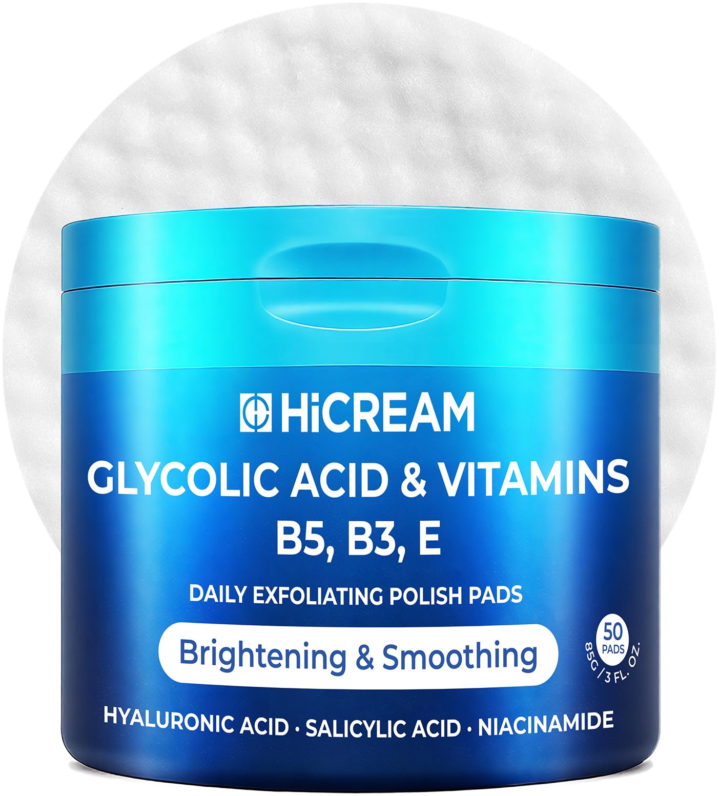 Hicream Glycolic Acid Exfoliating Pads | Dual-Texture Toner for Pore Care & Radiance