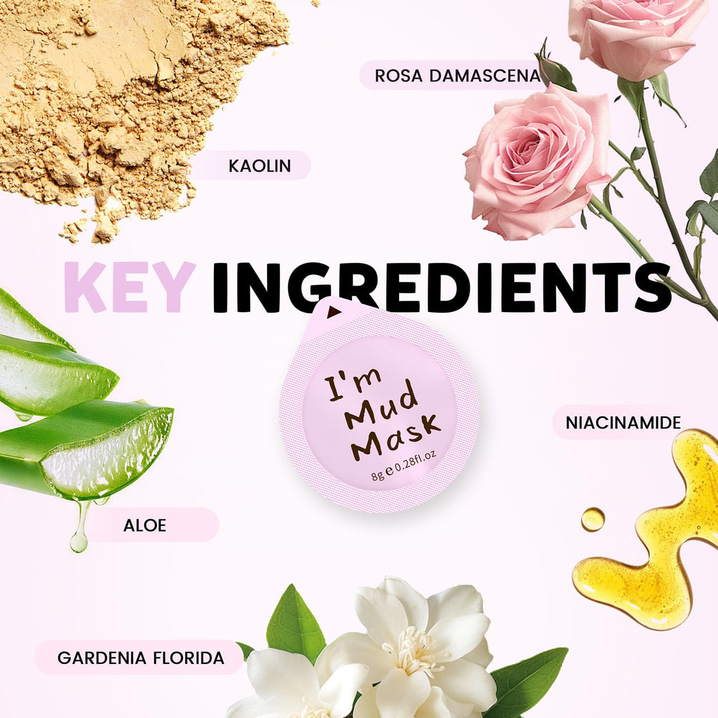 Hicream 9-Pack Clay Mask Set – Turmeric, Rose & Dead Sea Minerals – Travel-Friendly Skincare Gift