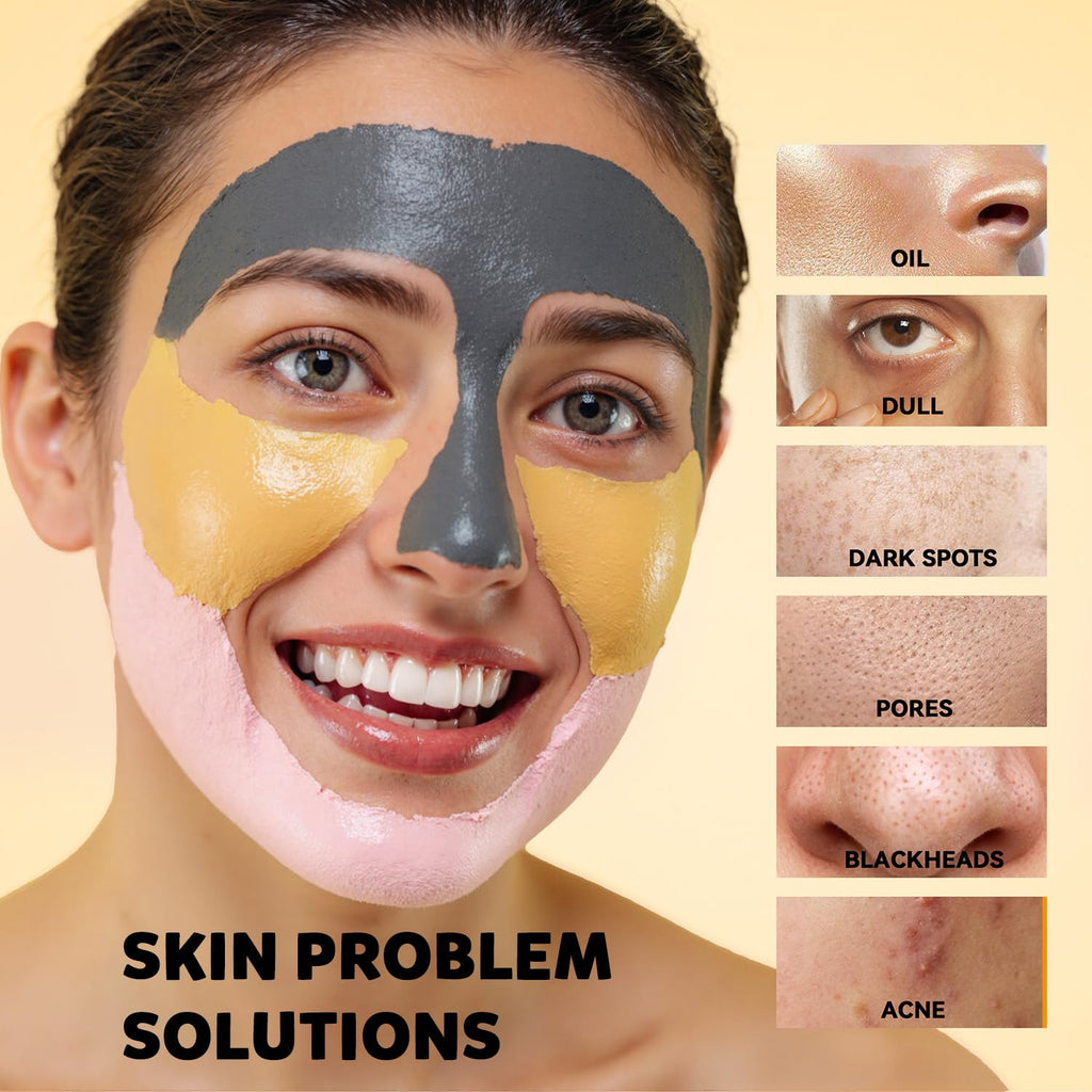 Hicream 9-Pack Clay Mask Set – Turmeric, Rose & Dead Sea Minerals – Travel-Friendly Skincare Gift
