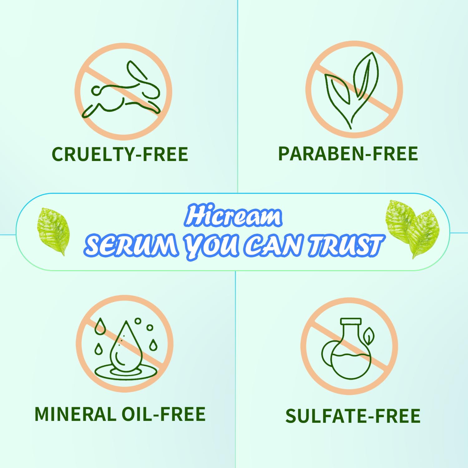 Hicream Face Serum Set 3-Pcs: Vitamin C, Hyaluronic Acid & Retinol for Brightening & Hydration
