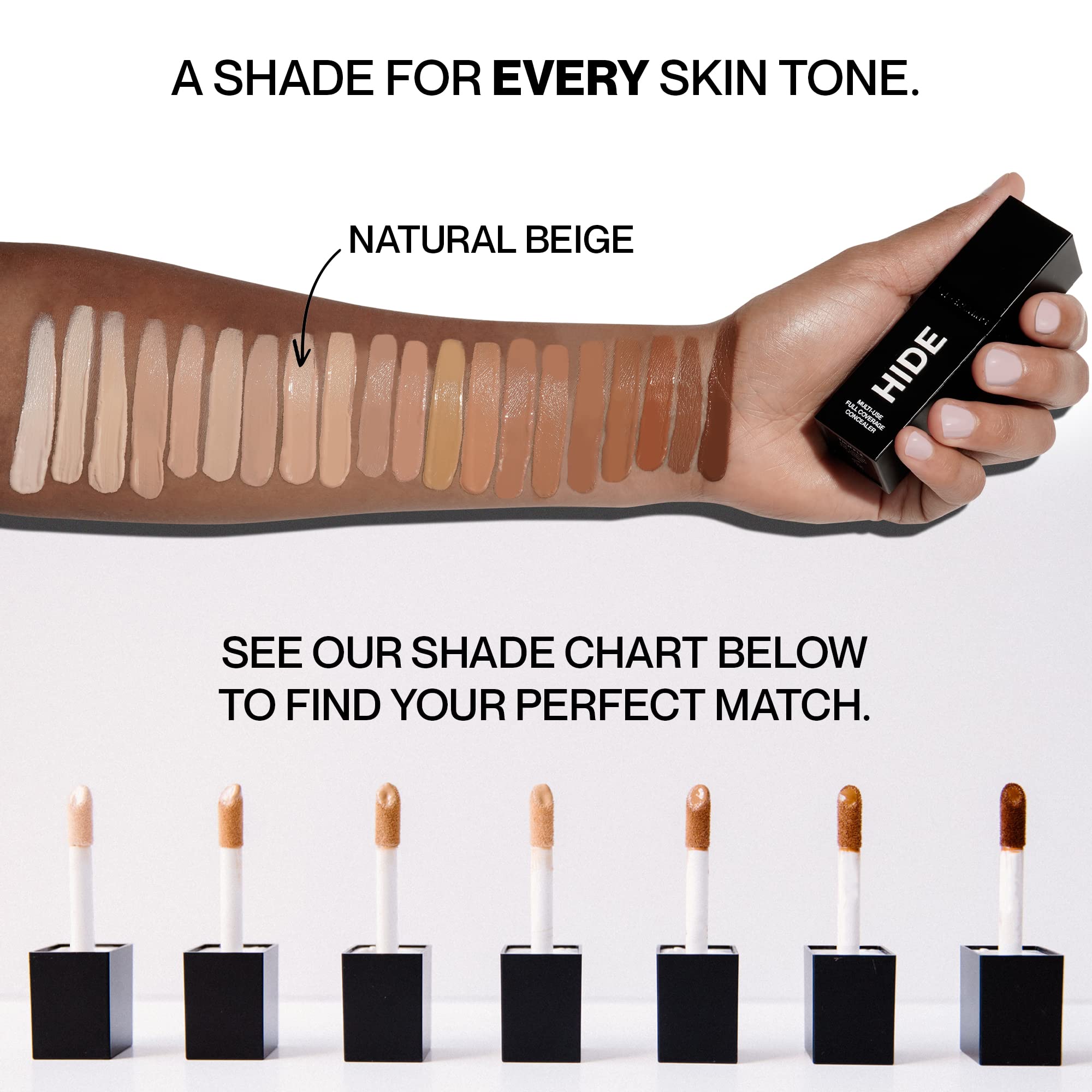 HIDE Liquid Concealer – Medium to Full Coverage, Oil-Free, Natural Beige