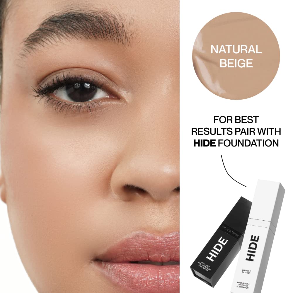 HIDE Liquid Concealer – Medium to Full Coverage, Oil-Free, Natural Beige