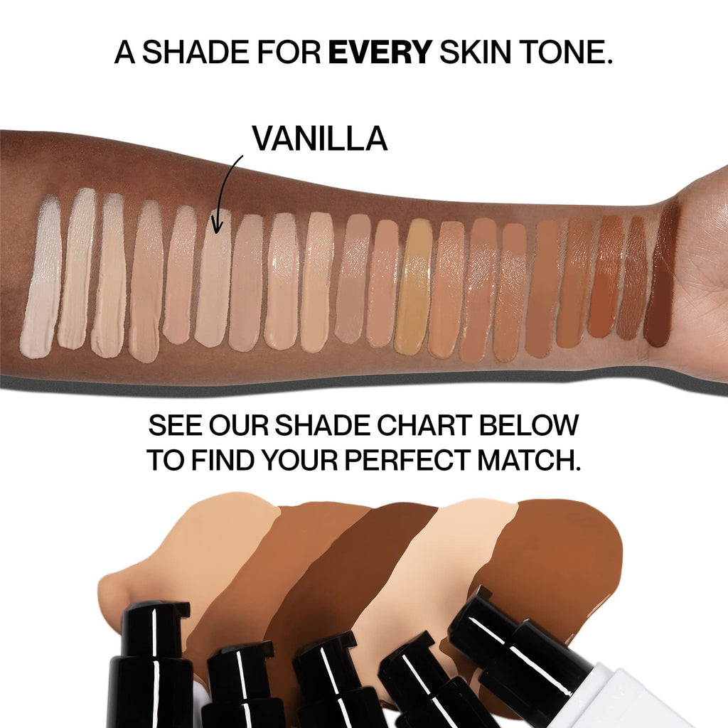 Hide Premium Liquid Foundation Vanilla – Waterproof, Medium to Full Coverage, All Skin Types, Shade Finder, 1 oz