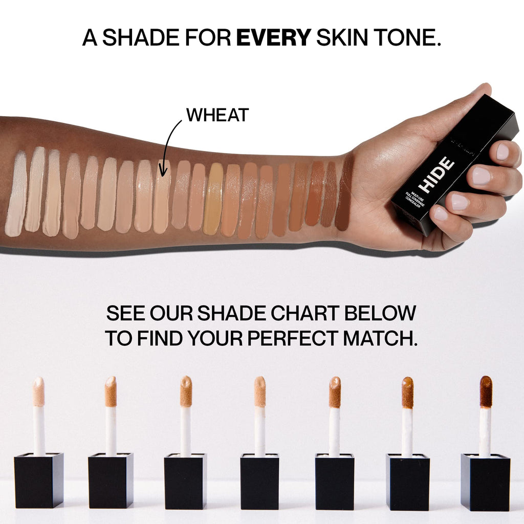 Hide Liquid Concealer – Medium to Full Coverage, Oil-Free for Blemishes & Dark Circles | Shade Wheat