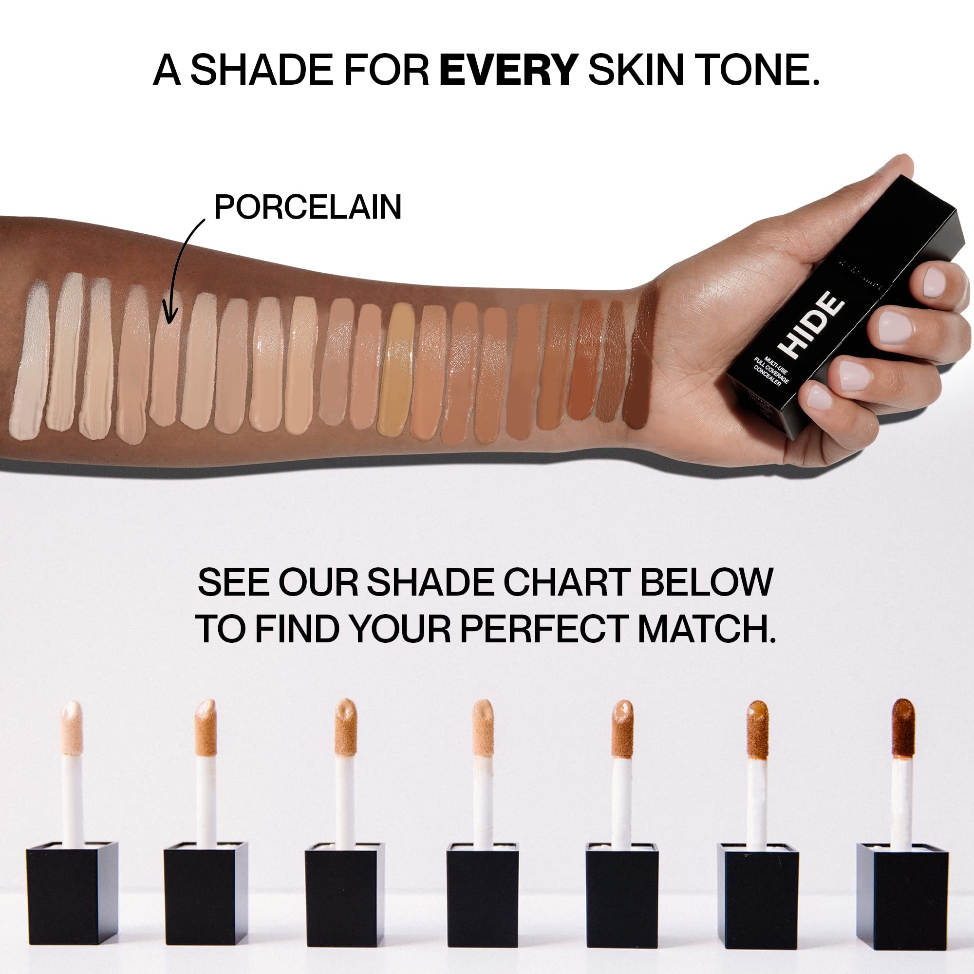 Hide Liquid Concealer – Porcelain, Medium to Full Coverage, Oil-Free (0.5 fl oz)
