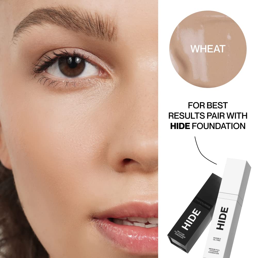 Hide Liquid Concealer – Medium to Full Coverage, Oil-Free for Blemishes & Dark Circles | Shade Wheat