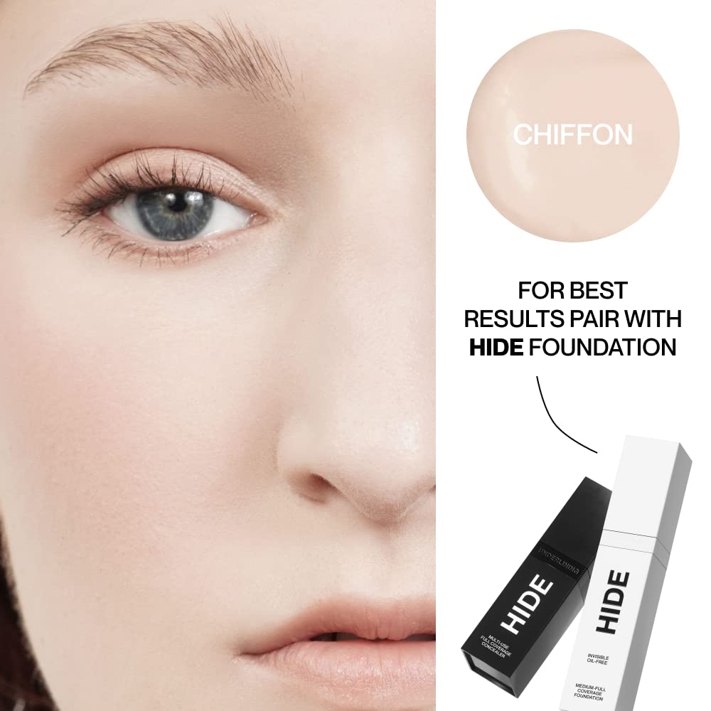 Hide Liquid Concealer – Medium to Full Coverage, Oil-Free, Chiffon Shade Finder, 0.5 oz