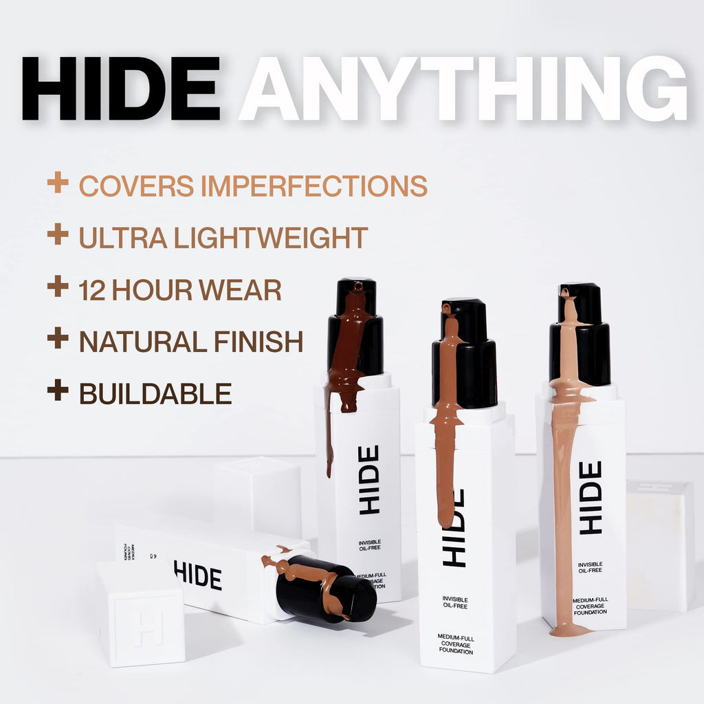 Hide Premium Liquid Foundation – Waterproof, Multi-Use Foundation for All Skin Types (Light Beige)