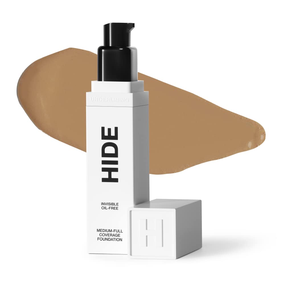 HIDE PREMIUM Liquid Foundation | Waterproof, Medium to Full Coverage, Shade Finder | Nude, 1 fl oz