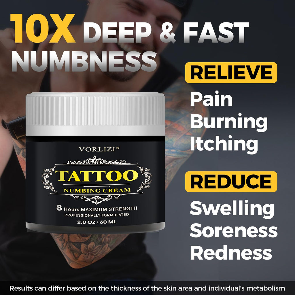 HIEKERS Painless Tattoo Numbing Cream - Extra Strength, 60g (2.0oz)