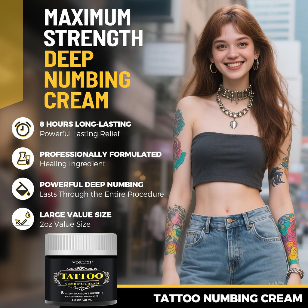 HIEKERS Painless Tattoo Numbing Cream - Extra Strength, 60g (2.0oz)