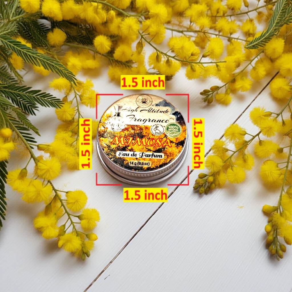 HIGH ALTITUDE ORGANICS MIMOSA Solid Perfume Balm – Eau de Parfum, Travel Size 0.5oz