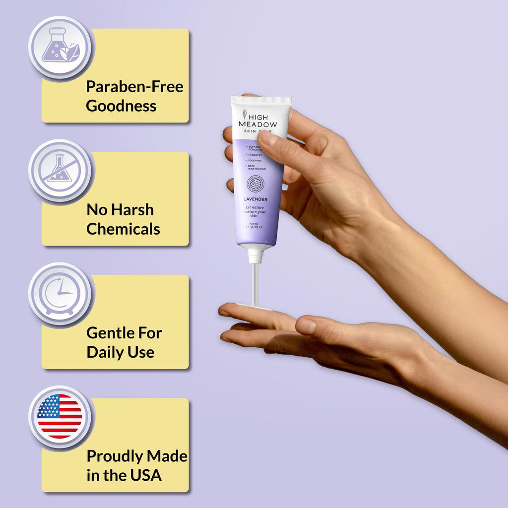 High Meadow Lanolin Skin Cream – Deep Hydration for Dry Skin (3.0 oz Lavender Moisturizer)
