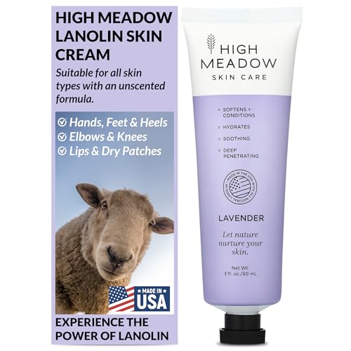 High Meadow Lanolin Skin Cream – Deep Hydration for Dry Skin (3.0 oz Lavender Moisturizer)