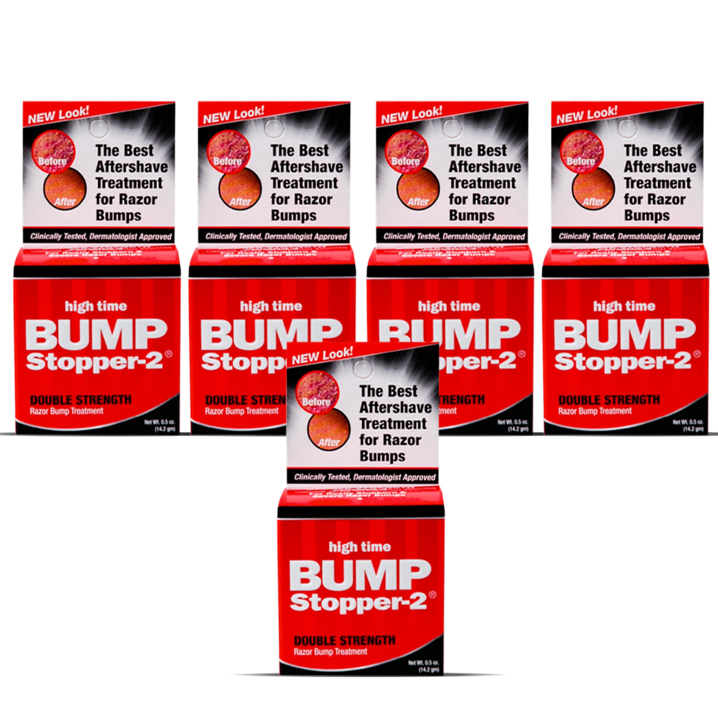 High Time Bump Stopper 2 Double Strength Razor Bump Treatment – Relieves Razor Burn & Ingrown Hairs | Aftershave for Men | 0.5 oz (5 Pack)