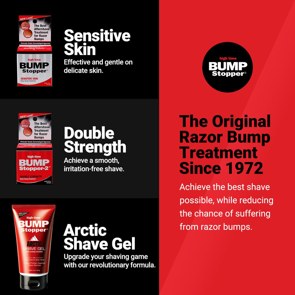 High Time Bump Stopper 2 Double Strength Razor Bump Treatment – Relieves Razor Burn & Ingrown Hairs | Aftershave for Men | 0.5 oz (5 Pack)
