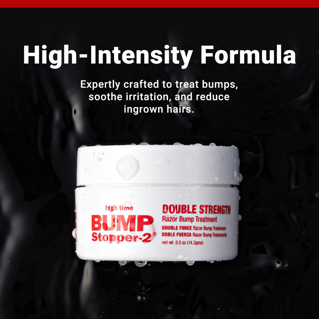 High Time Bump Stopper 2 Double Strength Razor Bump Treatment – Razor Burn Relief & Ingrown Hair Solution (0.5 oz, 3 Pack)