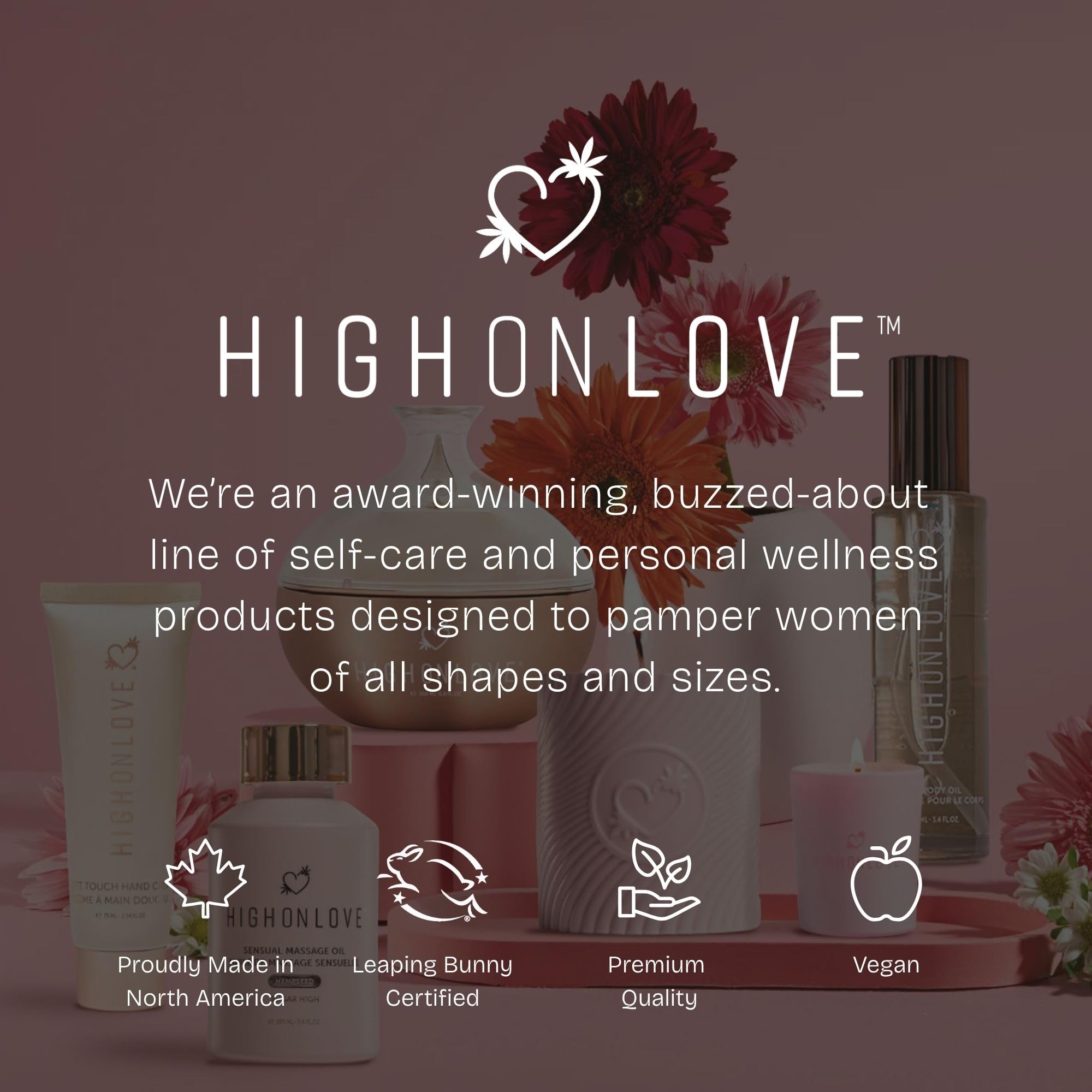 HIGHONLOVE Natural Body Oil – Hemp Seed, Grape Seed & Vitamin E | Strawberries & Champagne (120 ml)