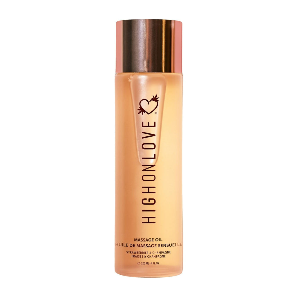 HIGHONLOVE Natural Body Oil – Hemp Seed, Grape Seed & Vitamin E | Strawberries & Champagne (120 ml)