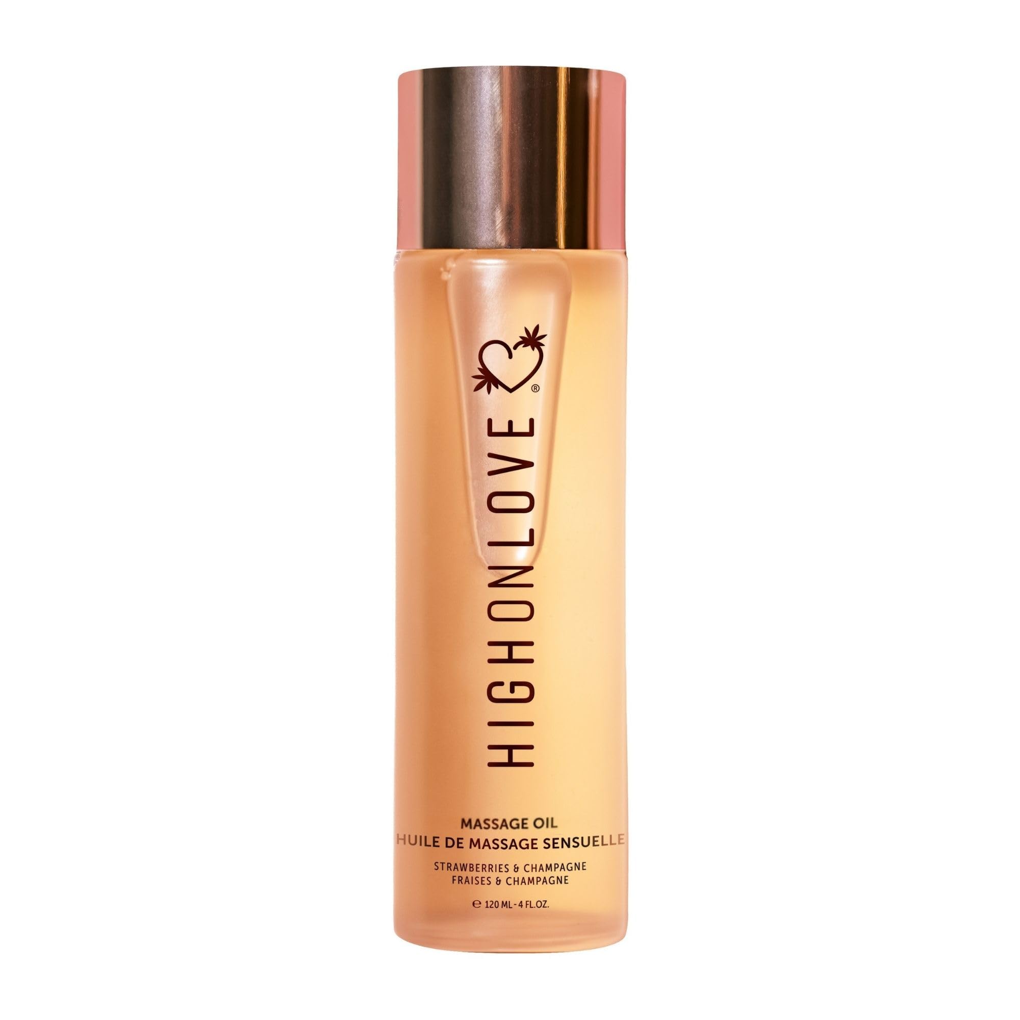 HIGHONLOVE Natural Body Oil – Hemp Seed, Grape Seed & Vitamin E | Strawberries & Champagne (120 ml)