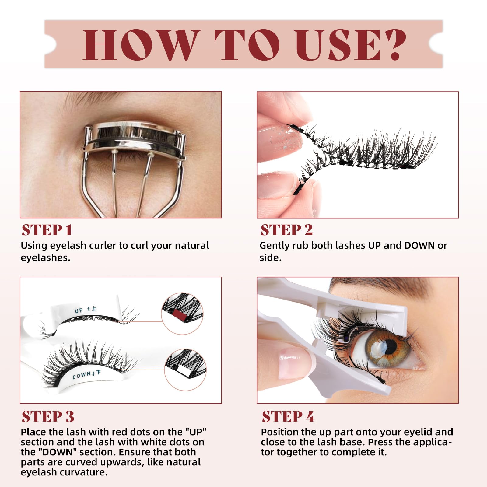 Higu clace Magnetic-Eyelashes with Applicator – 2 Pairs, Natural Look (DJCX-A+C01)