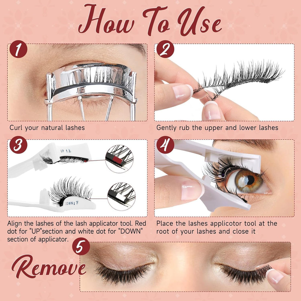 Higu clace Magnetic Eyelashes 4 Pairs with Applicator | Easy Magnetic Lashes Kit