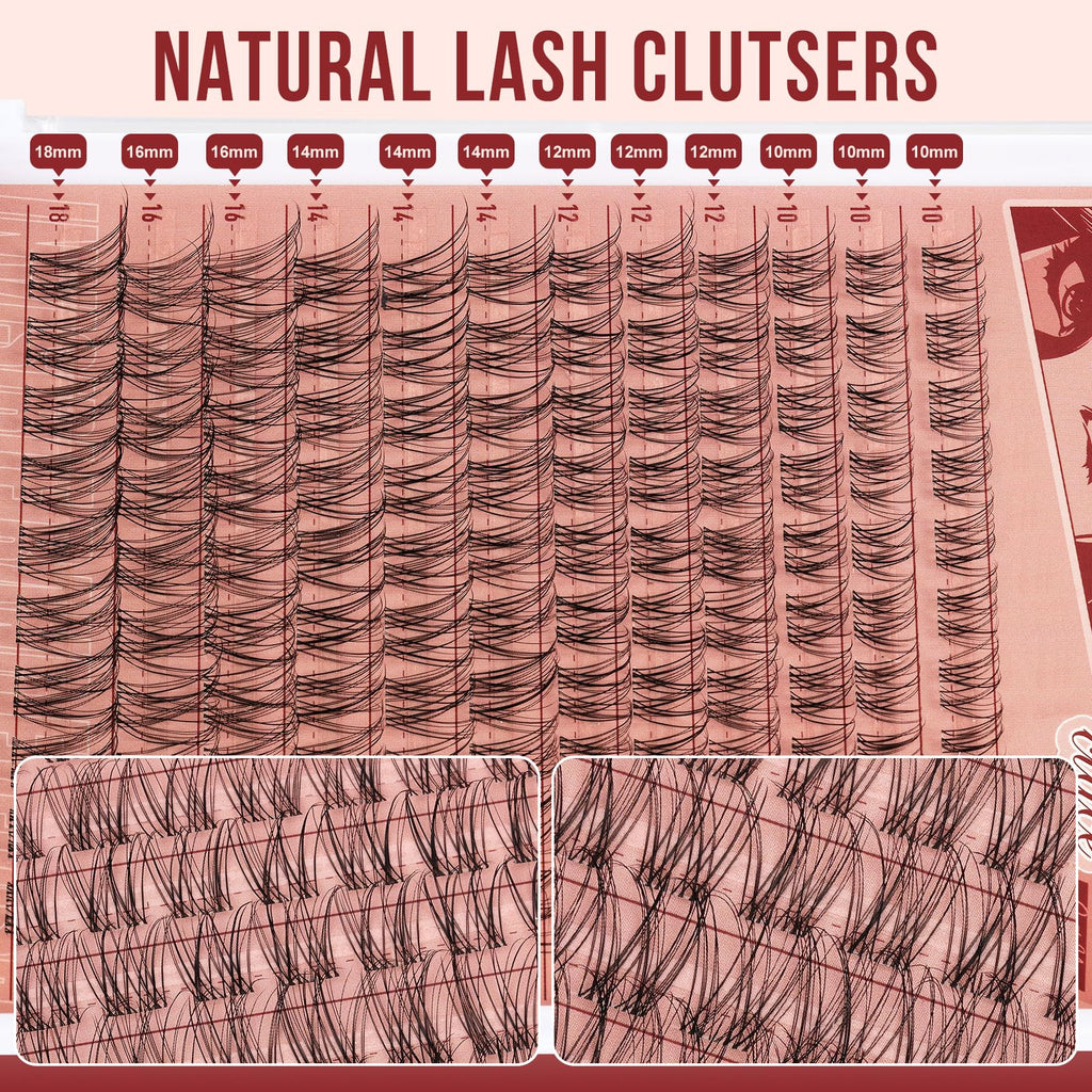 Higu clace Wispy Lash Clusters Kit – 120 Pcs Natural Lashes, Bond & Seal, Clear Band