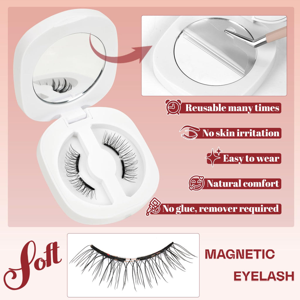 Higu clace Magnetic-Eyelashes Kit – No Glue Needed, Natural Look | GD-Soft-RC-E
