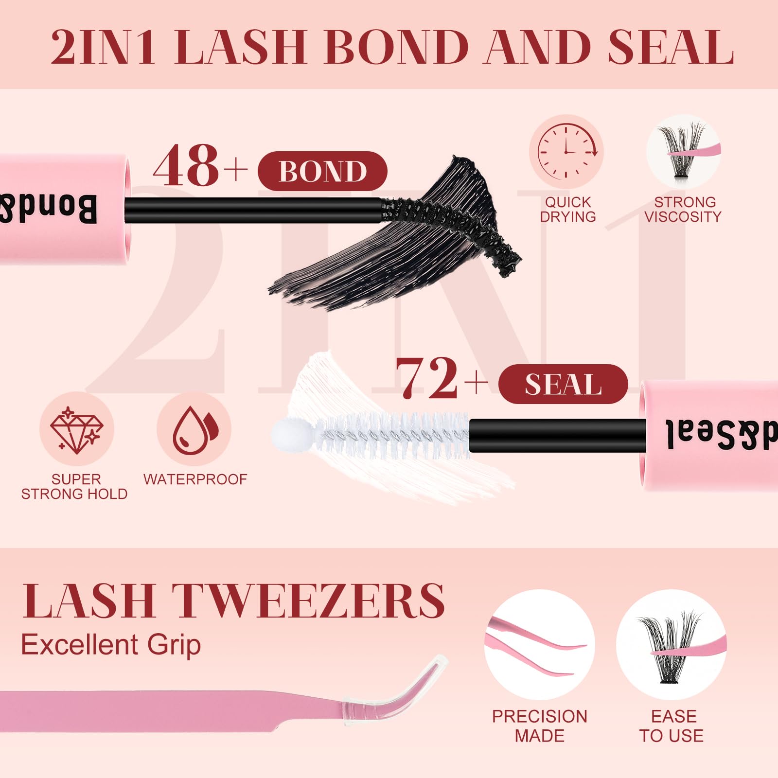 Higu clace Lash Clusters Kit DIY 280pcs — Natural 10-18mm 30D/40D Wispy Lashes with Bond & Seal