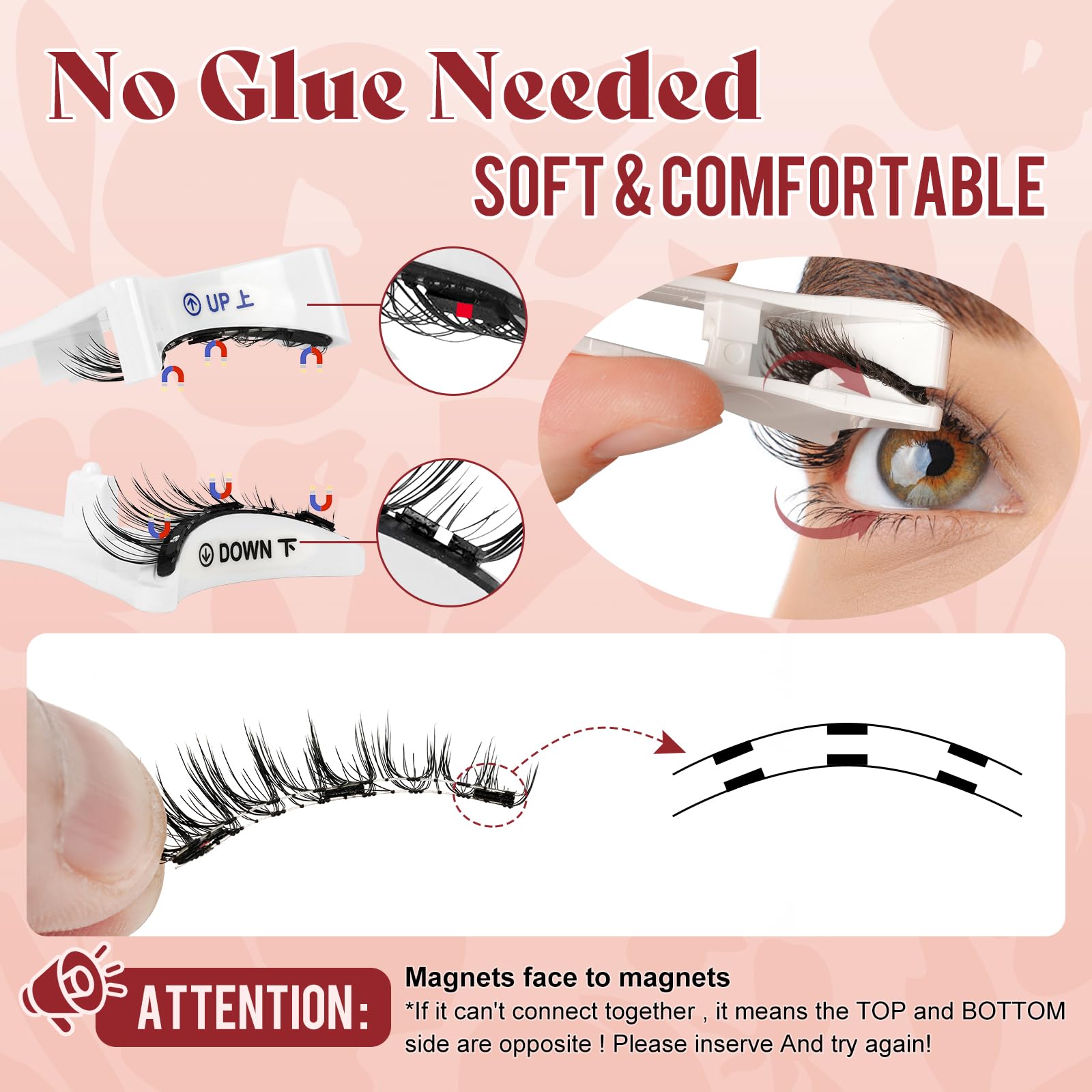 Higu clace Magnetic Eyelashes with Applicator – No Glue Needed, 1 Pair Reusable (XTY-N01)
