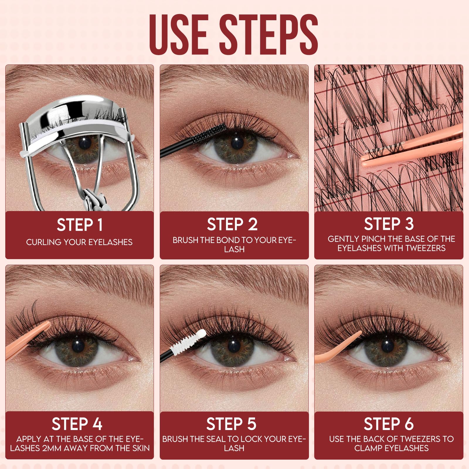 Higu clace Wispy Lash Clusters Kit – 120 Pcs Natural Lashes, Bond & Seal, Clear Band