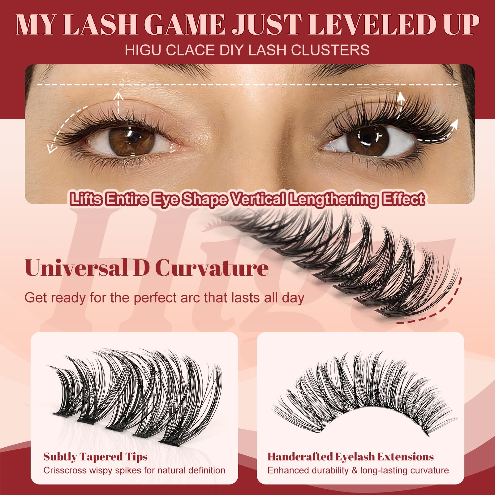 Higu clace Lash Clusters – 600Pcs, 6 Styles, 10-18mm, 30D–100D Wispy DIY Extensions