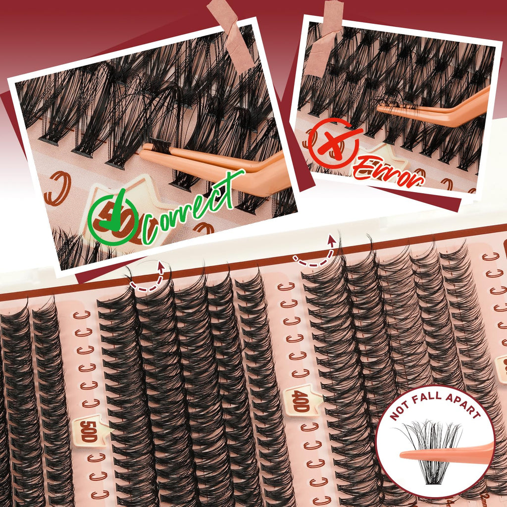 Higu clace Lash Clusters – 600Pcs, 6 Styles, 10-18mm, 30D–100D Wispy DIY Extensions