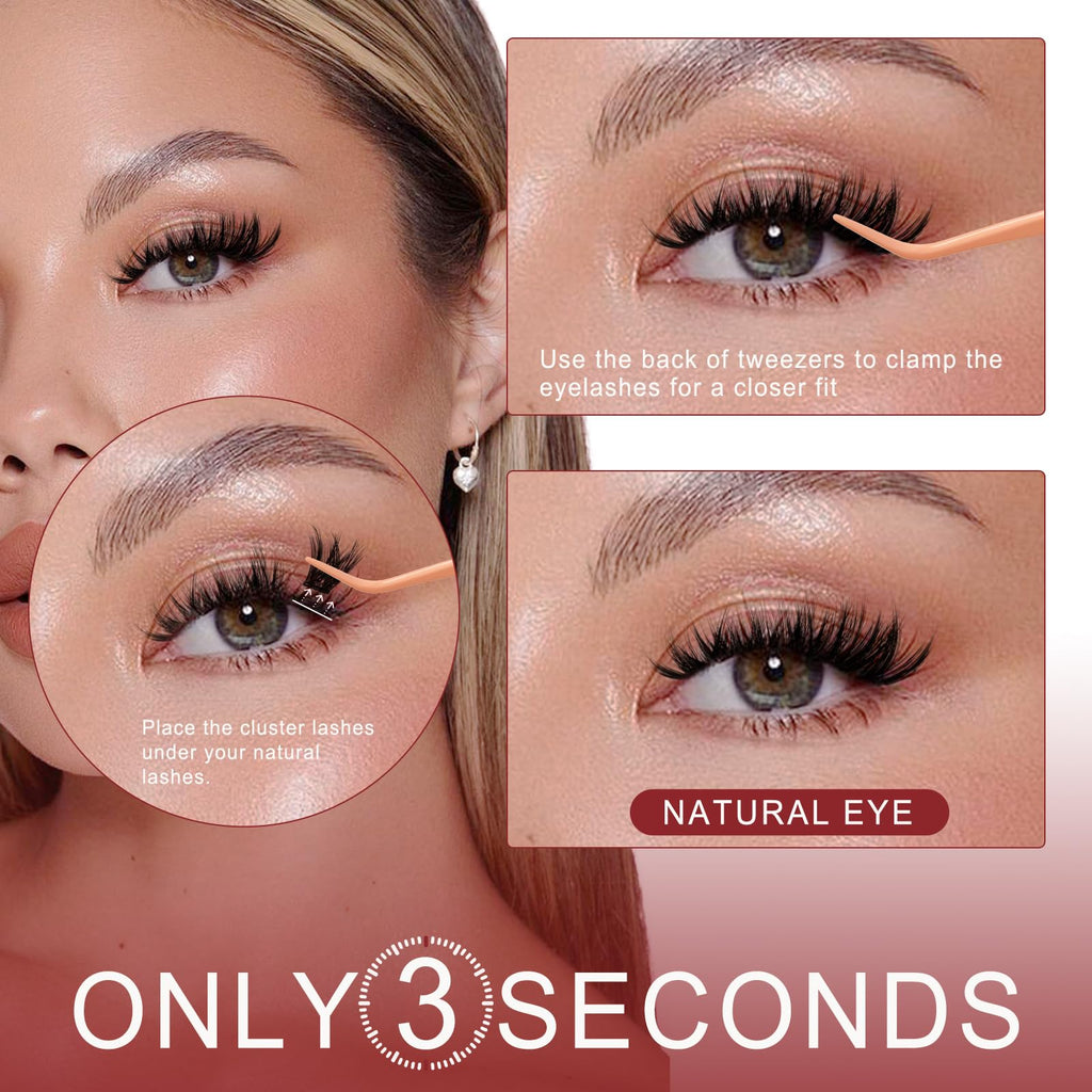 Higu Clace Self-Adhesive Eyelashes Kit – Pre-Glued Clusters 10-16mm