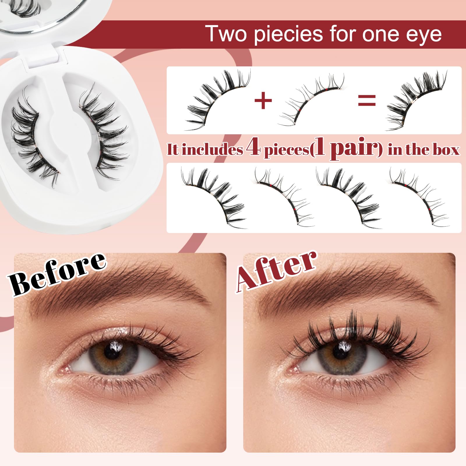 Higu clace Magnetic Eyelashes Kit – Glue-Free, Reusable Manga Lashes with Applicator (GD-Soft-RC-C)