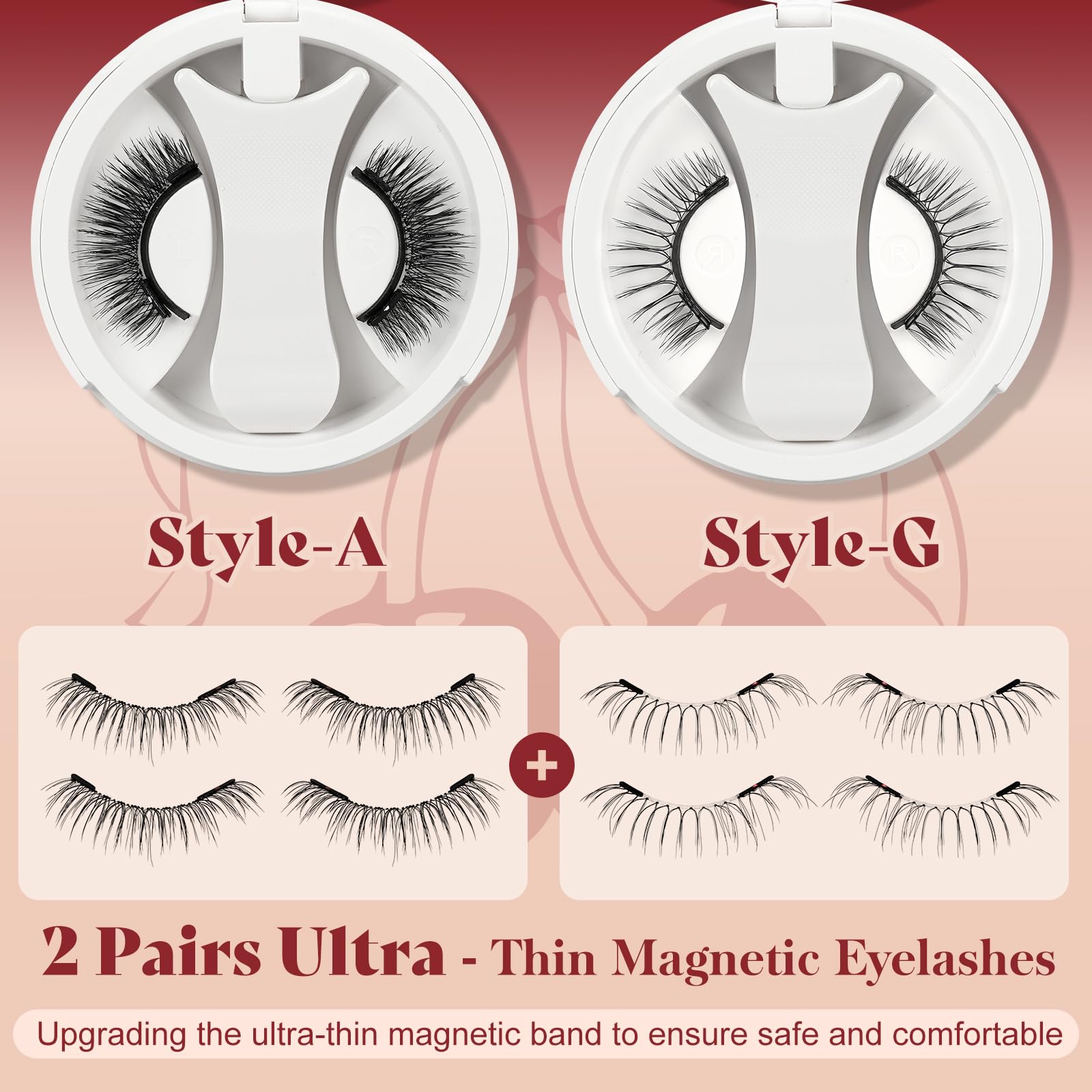 Higu Clace Magnetic Eyelashes with Applicator – 2 Pairs, No Glue Needed, Reusable Magnetic Lashes NZH-A+G