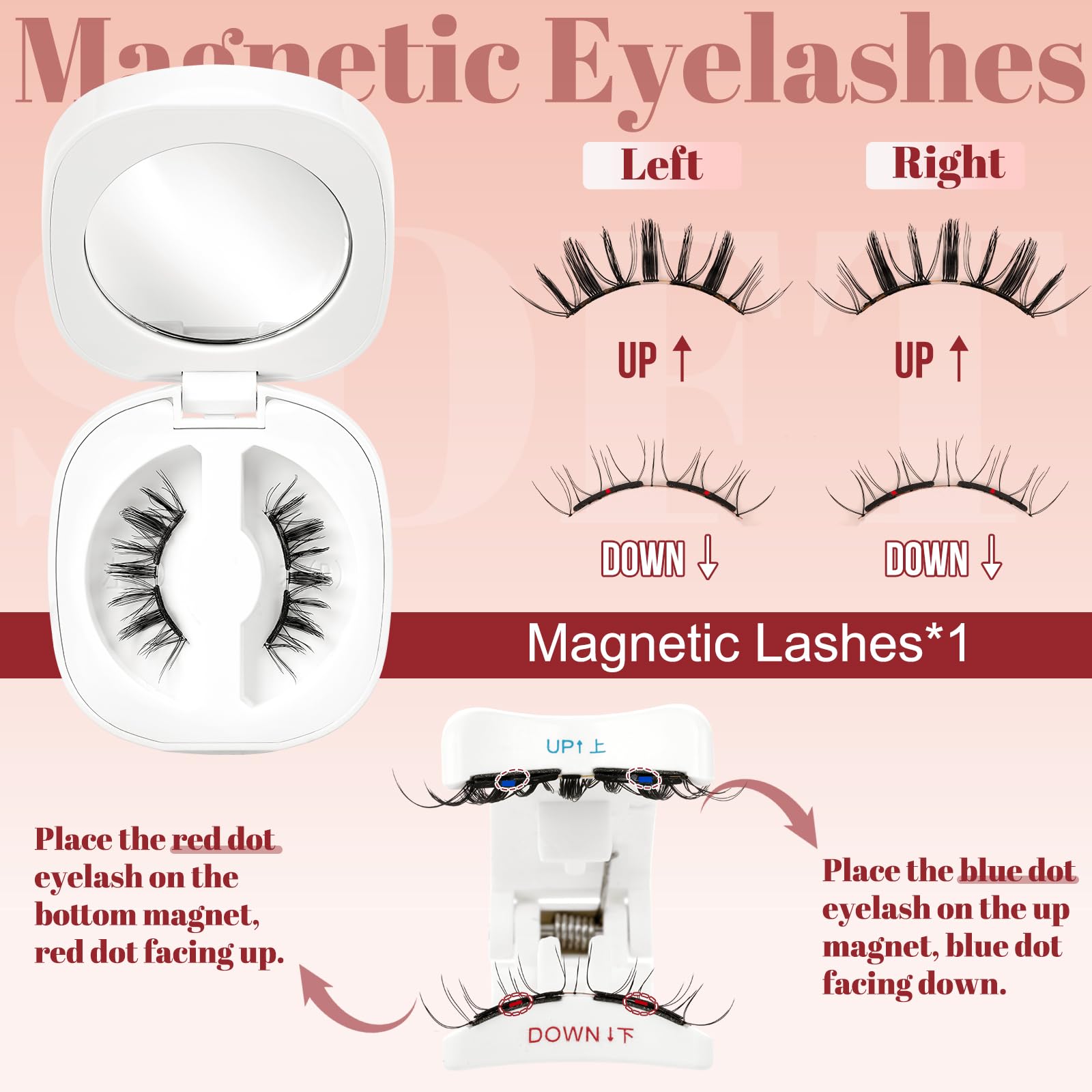 Higu clace Magnetic Eyelashes Kit – Glue-Free, Reusable Manga Lashes with Applicator (GD-Soft-RC-C)
